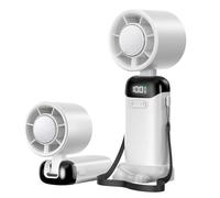 Jsdoin Portable Handheld Fan, Turbo Hand Held USB Rechargeable Fans with 5 Gear High Speeds, Battery Operated Mini Fan Foldable Desk Desktop LED Display for Home Office Outdoor (White)