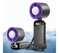 Jsdoin Portable Handheld Fan, Turbo Hand Held USB Rechargeable Fans with 5 Gear High Speeds, Battery Operated Mini Fan Foldable Desk Desktop LED Display for Home Office Outdoor Travels (Grey)