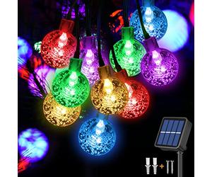 Jsdoin Solar Lights Outdoor Garden,50LED Solar Garden Lights,8 Modes 7.5M/25Ft Waterproof Solar Powered Globe Fairy Lights for Patio Yard Home Christmas Parties Wedding