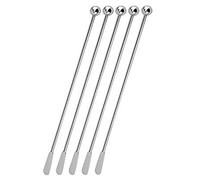 Jsdoin Stainless Steel Coffee Beverage Stirrers Stir Cocktail Drink Swizzle Stick with Small Rectangular Paddles (5 Silver)