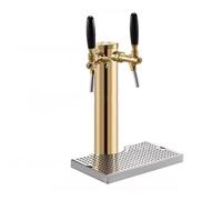 JSDQQG Kegerator Tower, Stainless Steel Beer Tower, Faucet Draft Beer Tower for Home Brewing, Gold, Single Faucet/Double Faucet/ 3 Faucets,2 Faucets+drip tray