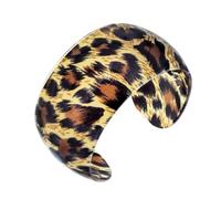 JSEA Womens Leopard Print Wide Cuff Bangle Big Bracelet Open End Bangles for Women, One Size, Plastic, no gemstone