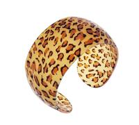 JSEA Womens Leopard Print Wide Cuff Bangle Big Bracelet Open End Bangles for Women, One Size, Plastic, no gemstone