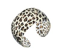 JSEA Womens Leopard Print Wide Cuff Bangle Big Bracelet Open End Bangles for Women, One Size, Plastic, no gemstone