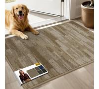 JSEI Dirt Trapper Door Mat 60 * 90 cm, Non-Slip Doormats Washable Entryway Rug, Welcome Floor Mat Absorbent Low Profile Dog Door Mats for Front Back Door, Muddy Wet Shoes & Paws, Beige