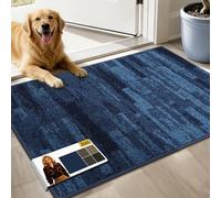 JSEI Dirt Trapper Door Mat 60 * 90 cm, Non-Slip Doormats Washable Entryway Rug, Welcome Floor Mat Absorbent Low Profile Dog Door Mats for Front Back Door, Muddy Wet Shoes & Paws, Blue