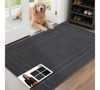 JSEI Entryway Rugs Doormat 80x120cm, Non-Slip Dirt Trapper Door Mats Indoor, Washable Absorbent and Stain Resist Welcome Floor Mat for Front Door, Dog Door Mat, Muddy Wet Shoes & Paws, Dark Grey