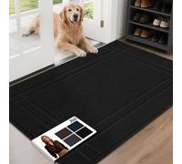 JSEI Entryway Rugs Doormat 80x120cm, Non-Slip Dirt Trapper Door Mats Indoor, Washable Absorbent and Stain Resist Welcome Floor Mat for Front Door, Dog Door Mat, Muddy Wet Shoes & Paws, Black