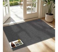 JSEI Indoor Door Mat, Dirt Trapper Non-Slip Washable Rug 80x120cm Drak Grey | Low-Profile Door Mat, Non-Slip TPR Backing, Dirt Trapper, Washable Entrance Rug