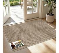 JSEI Indoor Door Mat, Washable Doormat Non-Slip, Dirt Trapper Door Mats Indoor for Front Back Door - Low-Profile Floor Mat, Entrance Rug for Entryway Hallway Kitchen 80 x 120 cm, Beige
