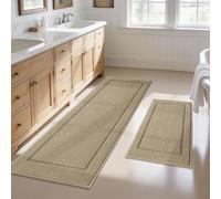 JSEI Non-Slip Kitchen Mats, Self Adhesive No Sliding Kitchen Rugs Set of 2, Soft Washable Absorbent Floor Rugs for Area Rug, Kitchen, Entrance, Bathroom, Bedroom, 61x91cm+61x152cm, Beige