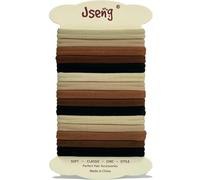 Jseng 15PCS Ultra Soft Hair Ties, Seamless Elastic Hair Bands, Durable No Damage Hair Accessories, Brown Classic for All Hair Types