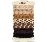Jseng 28PCS Boho Hair Ties, Triple Twisted No Damage Elastic Bands, Durable Anti-Slip Hair Bracelets Hair Accessories for Women Neutral Brown