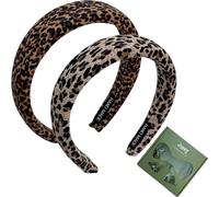Jseng 2Packs Knotted Headbands for Women - Brown Leopard Print Padded Headbands for Girls - Wide Headbands Thick Hair Bands for Stylish Comfortable Hair Accessory