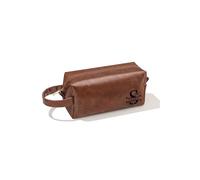 JSENGIFT Personalized Name Toiletry Bag Gifts for Men, Anniversary Chrismas Valentines Fathers Day Birthday Gifts for Husband Dad Grandpa Brother Son Mens Leather Waterproof Toiletry Bag, Brown, Shawn