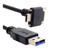 JSER Down Up Angled USB 3.1 Type-C Dual Screw Locking to Standard USB3.0 Data Cable 90 Degree Compatible for Camera (3.0M)