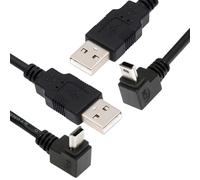 JSER Mini USB B Type Down & Up Angled 90 Degree to USB 2.0 Male Data Power Cable 2pcs/lot 50cm