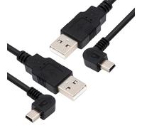 JSER Mini USB B Type Left & Right Angled 90 Degree to USB 2.0 Male Data Power Cable 2pcs/lot 50cm