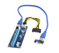 JSER PCI-E 1x to 16x Mining Machine Enhanced Extender Riser Adapter with USB 3.0 & 6Pin Power Cable