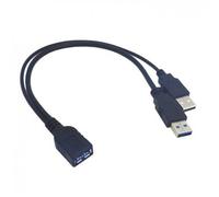 JSER - USB 3.0 Female to 2 x Male USB Cable for Mobile Hard Drive - 2.5 Inch Black