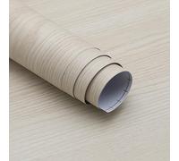 JSEVEM 60CM×5M Air Guide Design Extra Thick Beige Warm Color Wood Wallpaper Peel and Stick Waterproof Wood Contact Paper Vinyl Matte Textured Furniture Sticker for Wardrobes Kitchen Cabinet Worktop