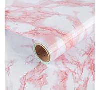 JSEVEM Sticky Back Plastic Roll Pink Marble Wallpaper Peel and Stick 40cm×1000cm Kitchen Worktop Covering Granite Contact Paper Vinyl Wall Paper Stickers for Kitchen Countertop, Cupboard, Cabinet