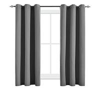 JSFLY Blackout Curtains for Bedroom Thermal Insulated Light Blocking Room Darkening Curtains Solid Grommet Window Drapes for Living Room, Set of 2 Curtain Panels 42 W x 63 L inch Long Dark Gray