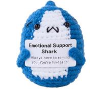 JSGBZK Emotional Support Shark, Positive Gifts, Funny Crochet Emotional Support Gift Plush Doll with Card, Cute Knitted Toy Shark Gifts for Kids Friends Birthday Gifts Party Decoration