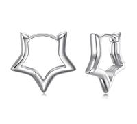 JSGEMSLEE 925 Sterling Silver Star Hoop Earrings - Cute Small Star Sleeper Earrings for Women - Hypoallergenic Cartilage Jewelry Gifts