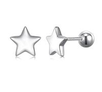 JSGEMSLEE Hypoallergenic 925 Sterling Silver Star Earrings With Screw Back Tiny Star Stud Earrings for Women Tragus Cartilage Earrings Jewelry Gifts