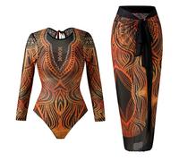 JSGHGDF 1 Piece Long Sleeve Rashguard Bathing Suit Athletic Swimwear with Beach Dress for Sunbathing Surfing Swimming Sun Security Swim Outfit