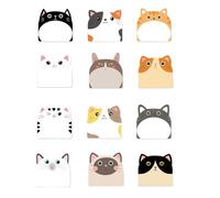 JSGHGDF 12Pcs Cartoon Cats Sticky Note Paper Unlined Sticky Note Pad Pocket Memo Pad Self-ashesive Note Paper 30
