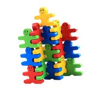 JSGHGDF 16PCS Colorful Wooden Stacking Building Block Toy for Children Fun Balancing Game Early Learning with Cartoon Character Creative Building Block Toy