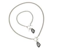 JSGHGDF 2 Piece Matte Black Acrylic Geometric Necklace and Set Trendy Minimalist Rings Jewelry for Everyday Styling Trendy Black Diamonds Accessory Set