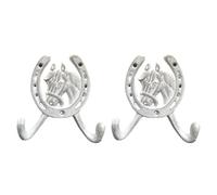 JSGHGDF 2Pcs Metal Cast Iron Wall Hooks European Styles Horse Head Hangers Outdoor Garden Decoration Entryway Hardware Double Horse Head Hooks