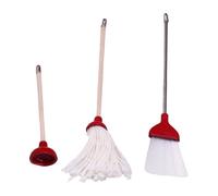 JSGHGDF 3 Piece Miniature Tool Set for Bathroom Realistic Mop Plunger Wood Cotton Design Ature Tools