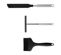 JSGHGDF 3 Piece Pancake Distributor Spatula Set with Silicones Brush Crepes Spreader for Kitchen Baking Tool Stainless Steels Dough Spreader