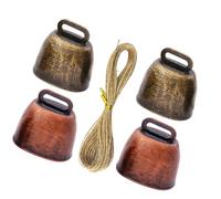 JSGHGDF 4pcs Iron Cow Bells with Rope Pet Identification Metal for Livestock Anti Lost Outdoor Decoration Garden Decoration Retros Cow