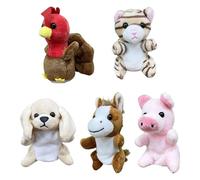 JSGHGDF 5PCS Interactive Cartoon Animal Finger Puppet Plush Figure Toy for Group Game Enhancing Social Skill for Preschooler Cartoon Animal Finger Puppet