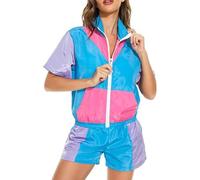 JSGHGDF 80s 90s Outfit 2Piece Tracksuits Retro Disco Party, Blue S
