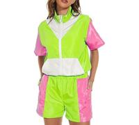 JSGHGDF 80s 90s Outfit 2Piece Tracksuits Retro Disco Party, Green S