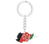 JSGHGDF Afghanistan Map Key Chain For Women Men Titanium Steel Gold Silver Color Afghan Maps Flag Keyring Bag Car