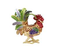 JSGHGDF Artistic Rooster Trinket Box for Rings Earrings Storage Decorative Hand Painted Coating Chanticleer Jewelry Box