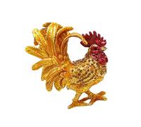 JSGHGDF Artistic Rooster Trinket Box for Rings Earrings Storage Decorative Hand Painted Coating Chanticleer Jewelry Box