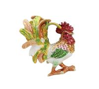 JSGHGDF Artistic Rooster Trinket Box for Rings Earrings Storage Decorative Hand Painted Coating Chanticleer Jewelry Box