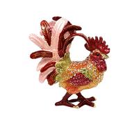 JSGHGDF Artistic Rooster Trinket Box for Rings Earrings Storage Decorative Hand Painted Coating Chanticleer Jewelry Box