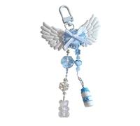 JSGHGDF Blue Milk Keychain Pendant Cat Paw/Little Bear Key Chain Fashionable Angel Wing Keyring Ornament For Phones Keys