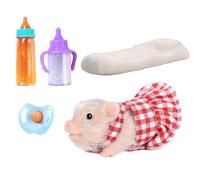 JSGHGDF Child Safe Silicone Animal Stress Reliever Toy Featuring Squeeze Function Floral Dress and Baby Bottle Pigs Pretend Play Toy with Floral Dress