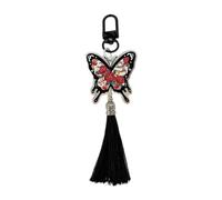 JSGHGDF Chinese Style Butterfly Keychain Vintage Colorful Butterfly with Tassels Keyring Pendant Bag Charm Handbag Decoration, Black, As detailed description