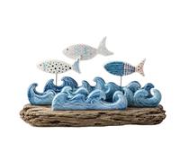 JSGHGDF Coastal Fish Tabletop Decor with Warm Glow Driftwood Look